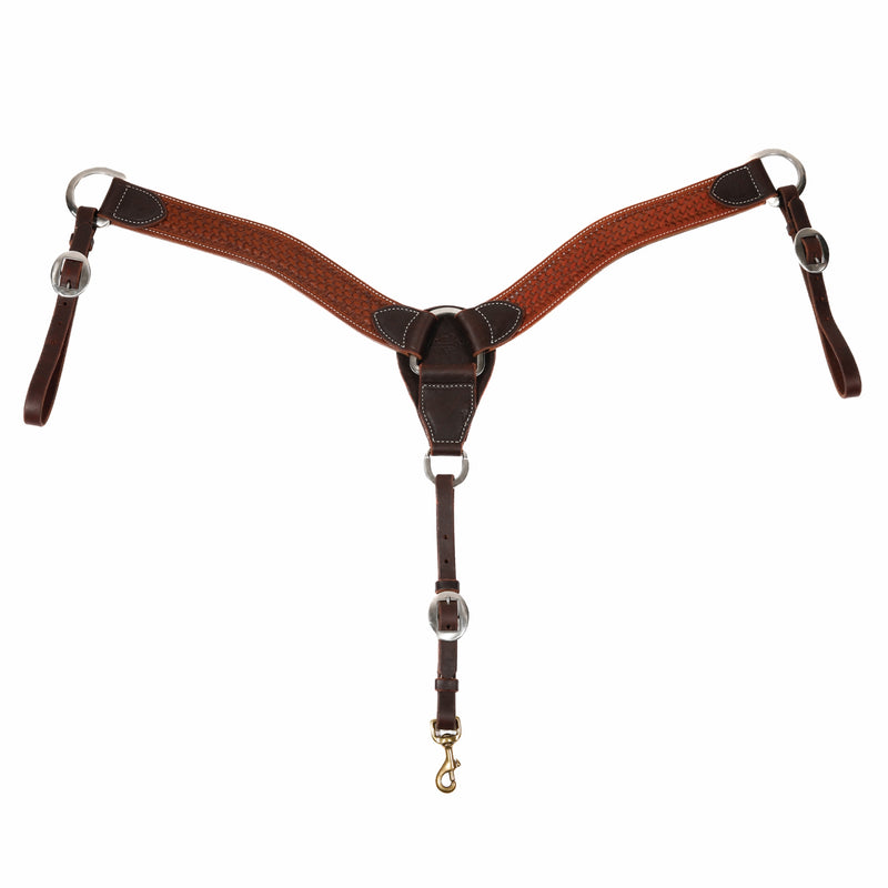 Schutz By Professionals Choice Hand Stamped Contoured Breast Collar - Oiled Basket Weave