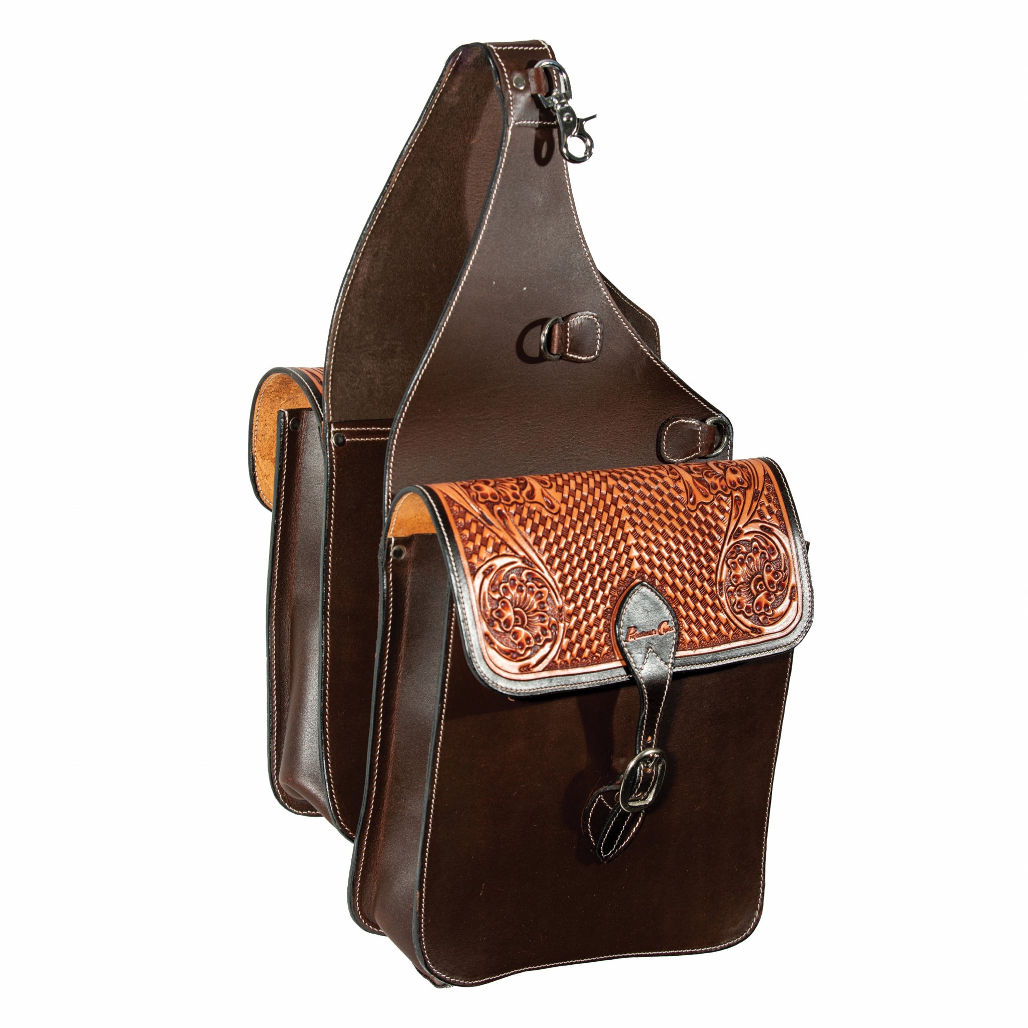Professionals Choice Tooled Leather Saddle Bag