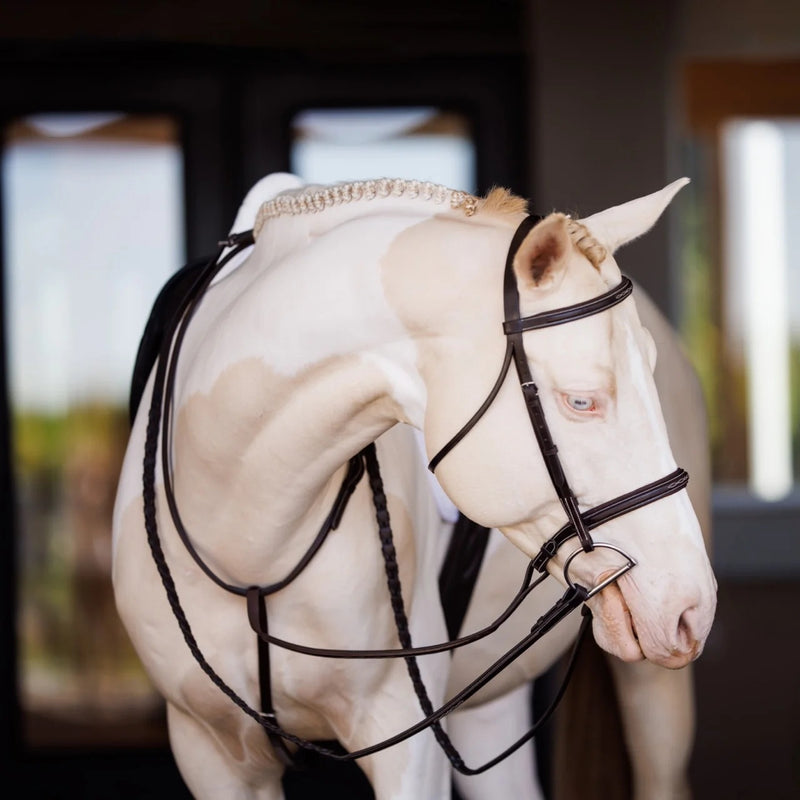 Shires Velociti Fancy Square Raised Padded Bridle with Fancy Square Laced Reins