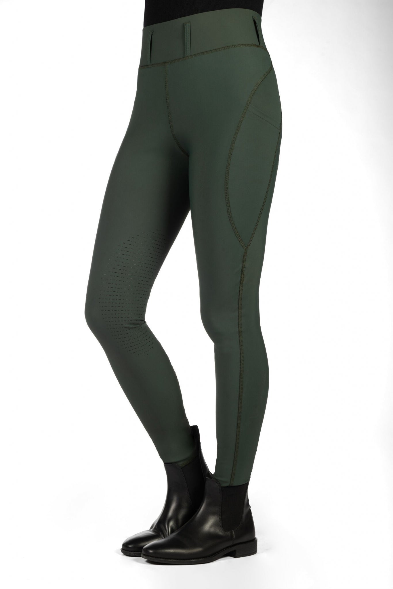 HKM Ladies Jil High Waist Sil. Knee Patch Riding Leggings