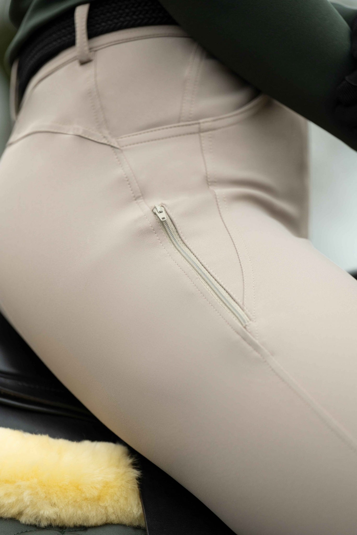 HKM Ladies Ari Mid Rise Knee Patch Riding Breeches