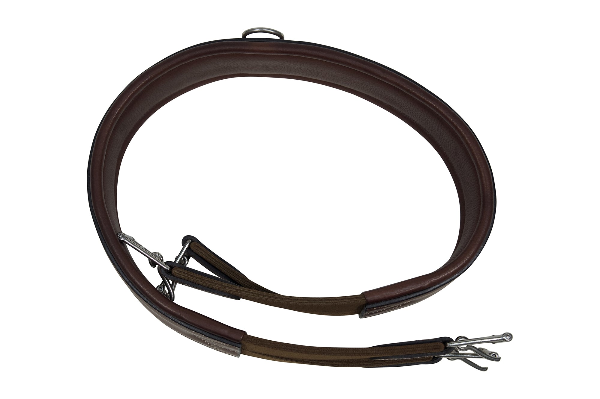 Huntley Equestrian Sedgwick Leather Fancy Stitched Padded Leather Contour Shaped Girth with Double End Elastic