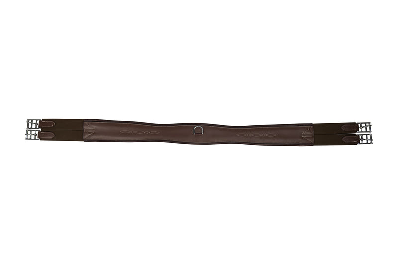 Huntley Equestrian Sedgwick Leather Fancy Stitched Padded Leather Contour Shaped Girth with Double End Elastic