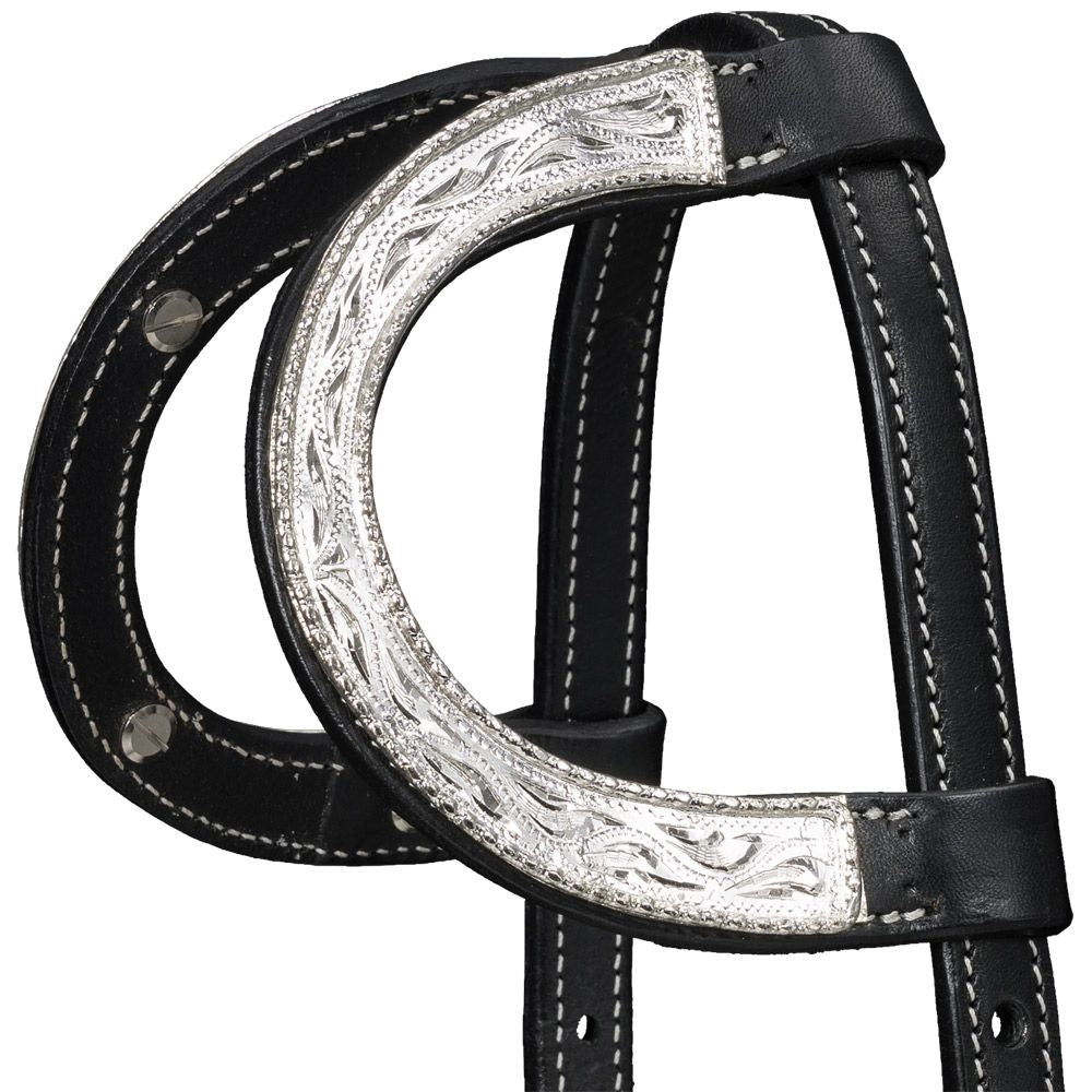 Silver Royal Double Ear Headstall with Raised Edge
