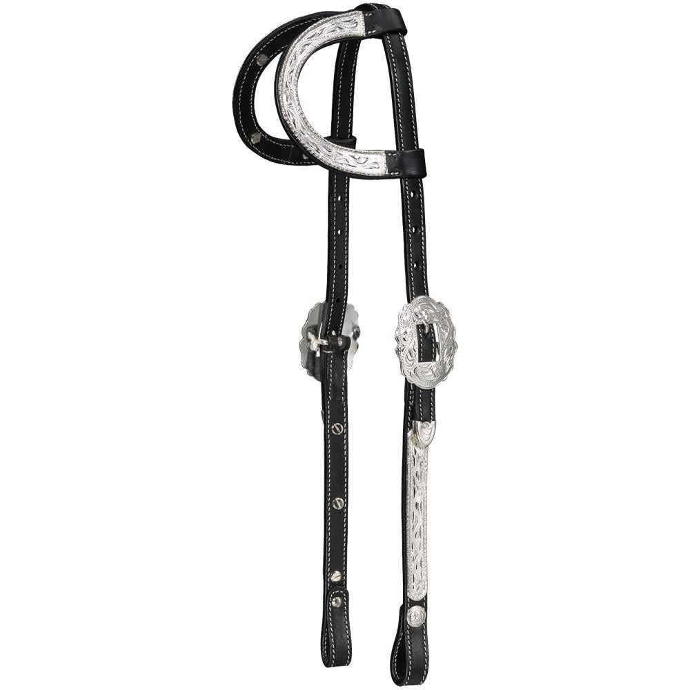 Silver Royal Double Ear Headstall with Raised Edge