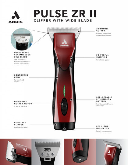 Andis Pulse ZR II Wide Blade Cordless Clipper
