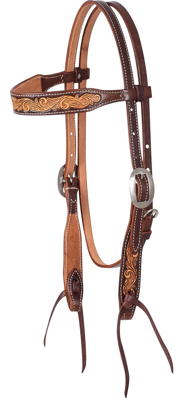 Martin Saddlery Browband Headstall Scroll Tooled with Brown Frame