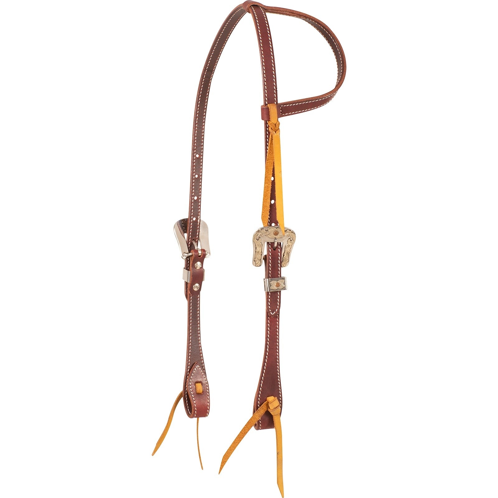 Cashel Slip Ear Stitched Latigo Headstall with Square Buckles