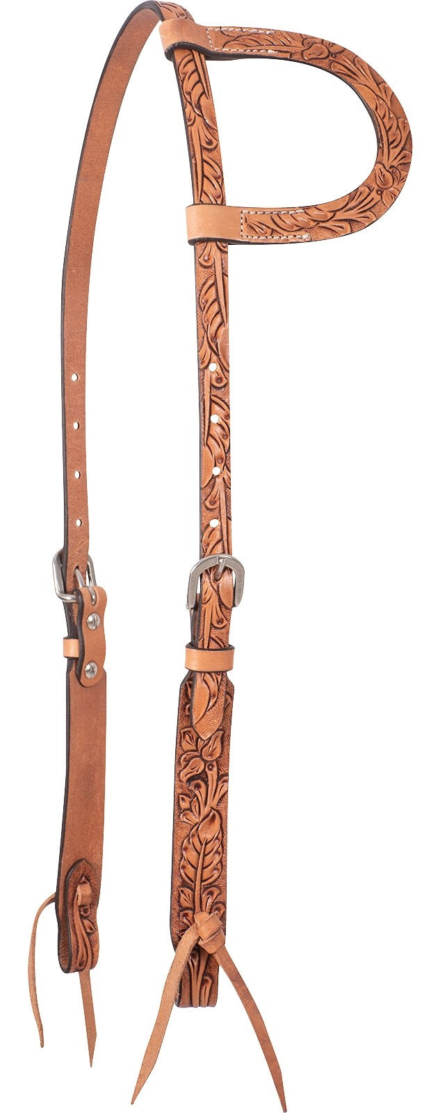 Cashel Slip Ear Headstall with Antique Leaf Tooling