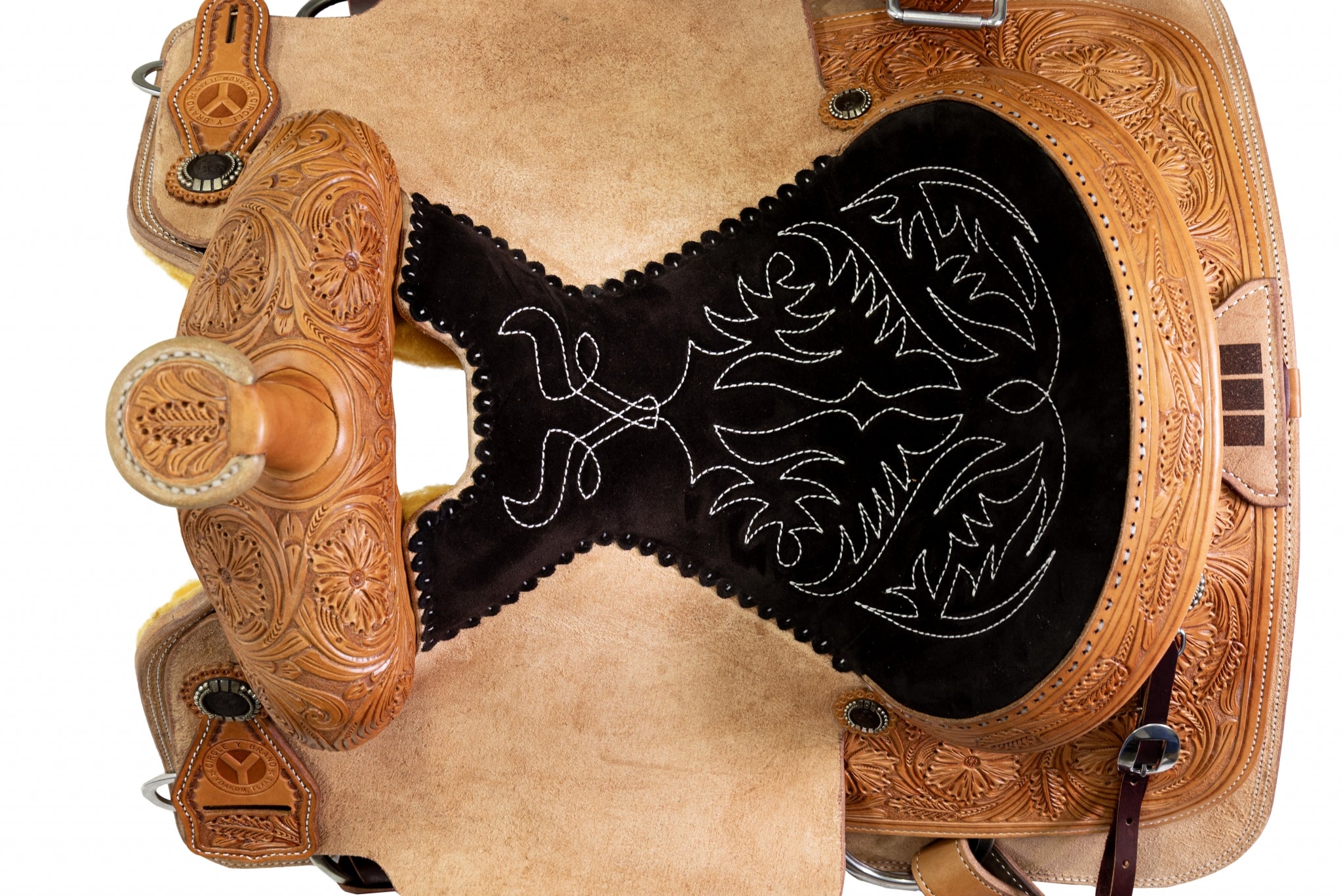 Circle Y PRCA 1/4 Tooled Team Roper Wyoming Saddle