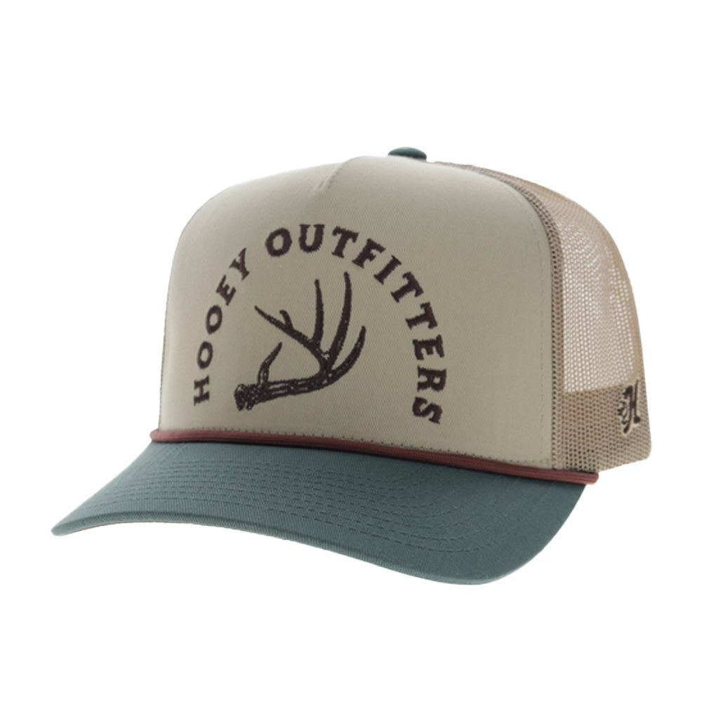 Hooey Shed 5-Panel Trucker with Brown Embroidery Logo and Green Bill