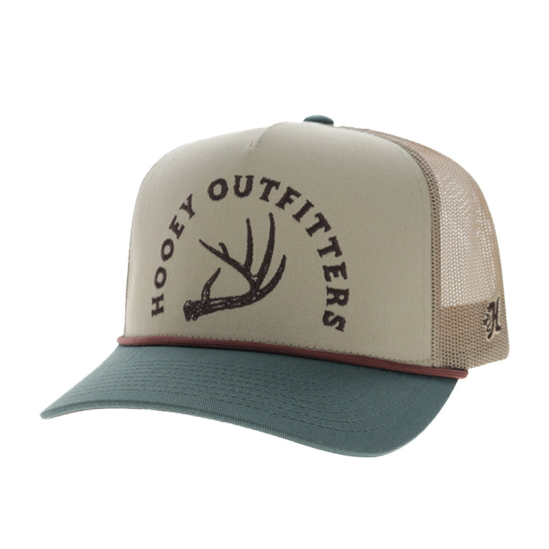 Hooey Shed 5-Panel Trucker with Brown Embroidery Logo and Green Bill