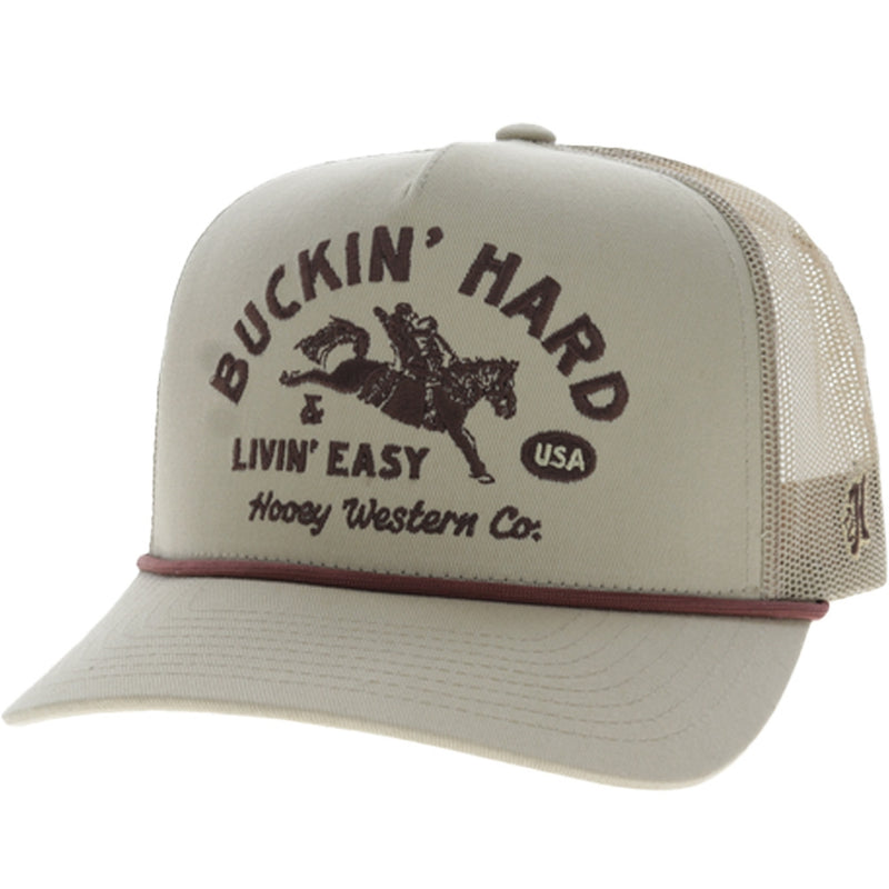 Hooey Buck Hard 5-Panel Trucker Hat with Brown Buckin' Hard Embroidery Logo