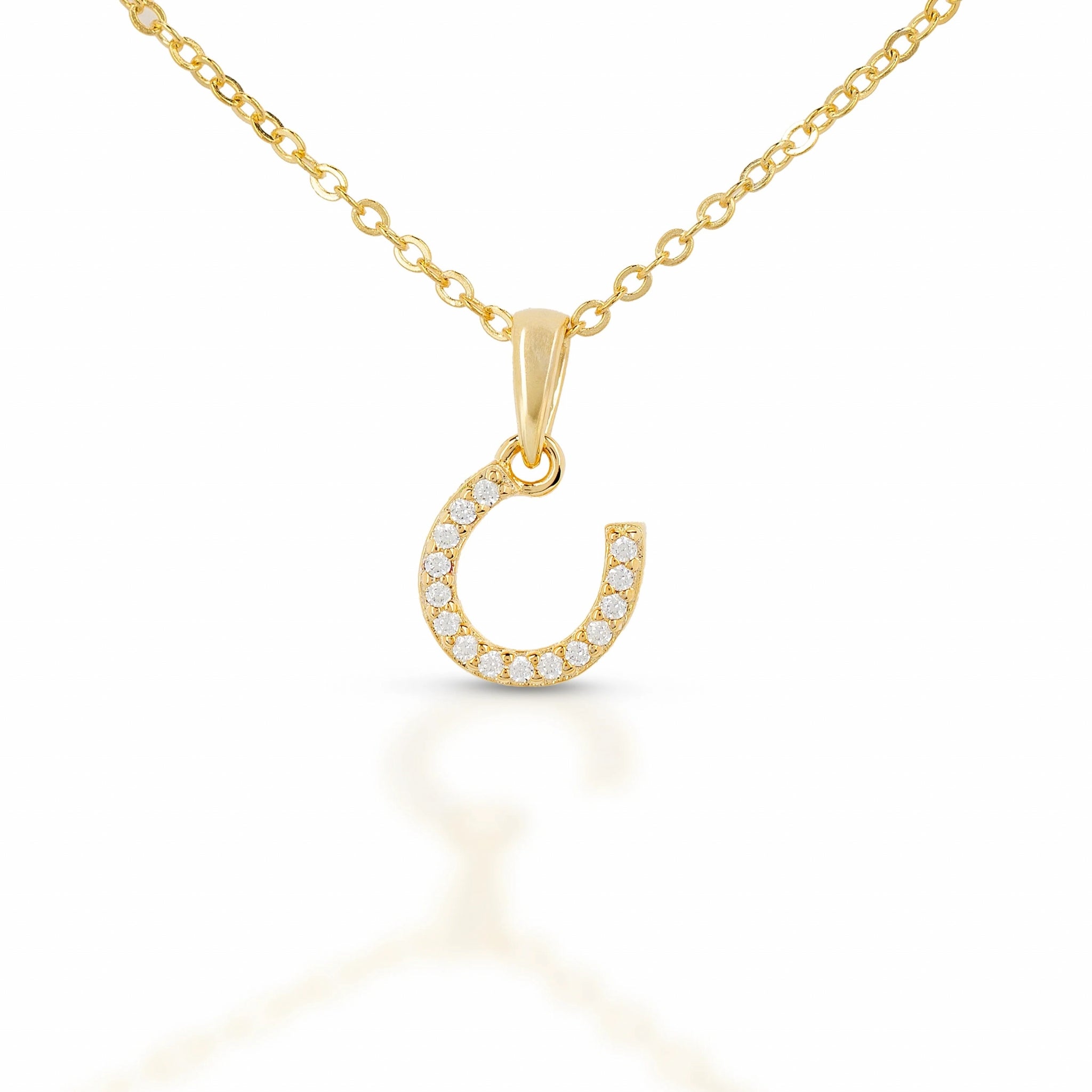 Equestrian Jewelry Gold Dangling Hoseshoe Necklace
