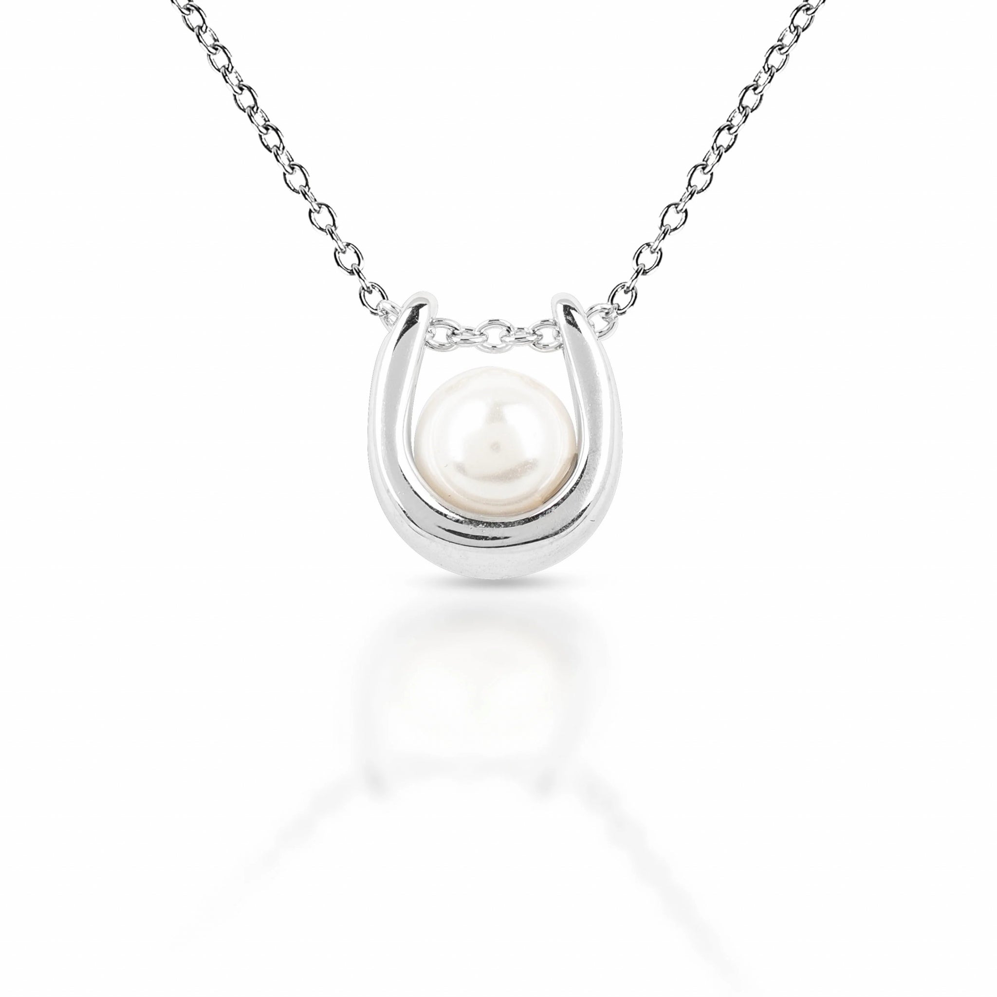 Equestrian Jewelry Small Pearl Horseshoe Necklace