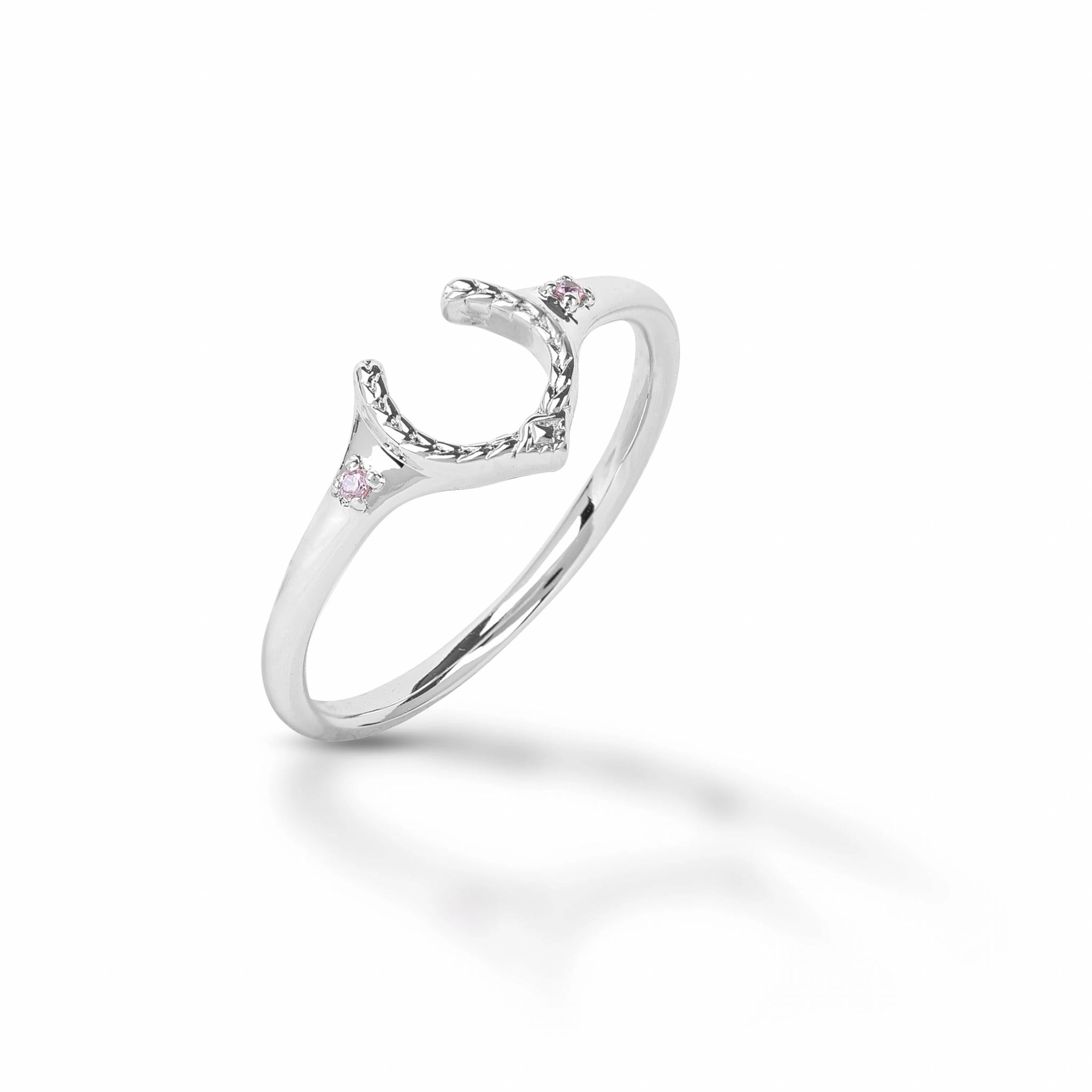 Equestrian Jewelry Small Horseshoe Ring /wPink Gemstone