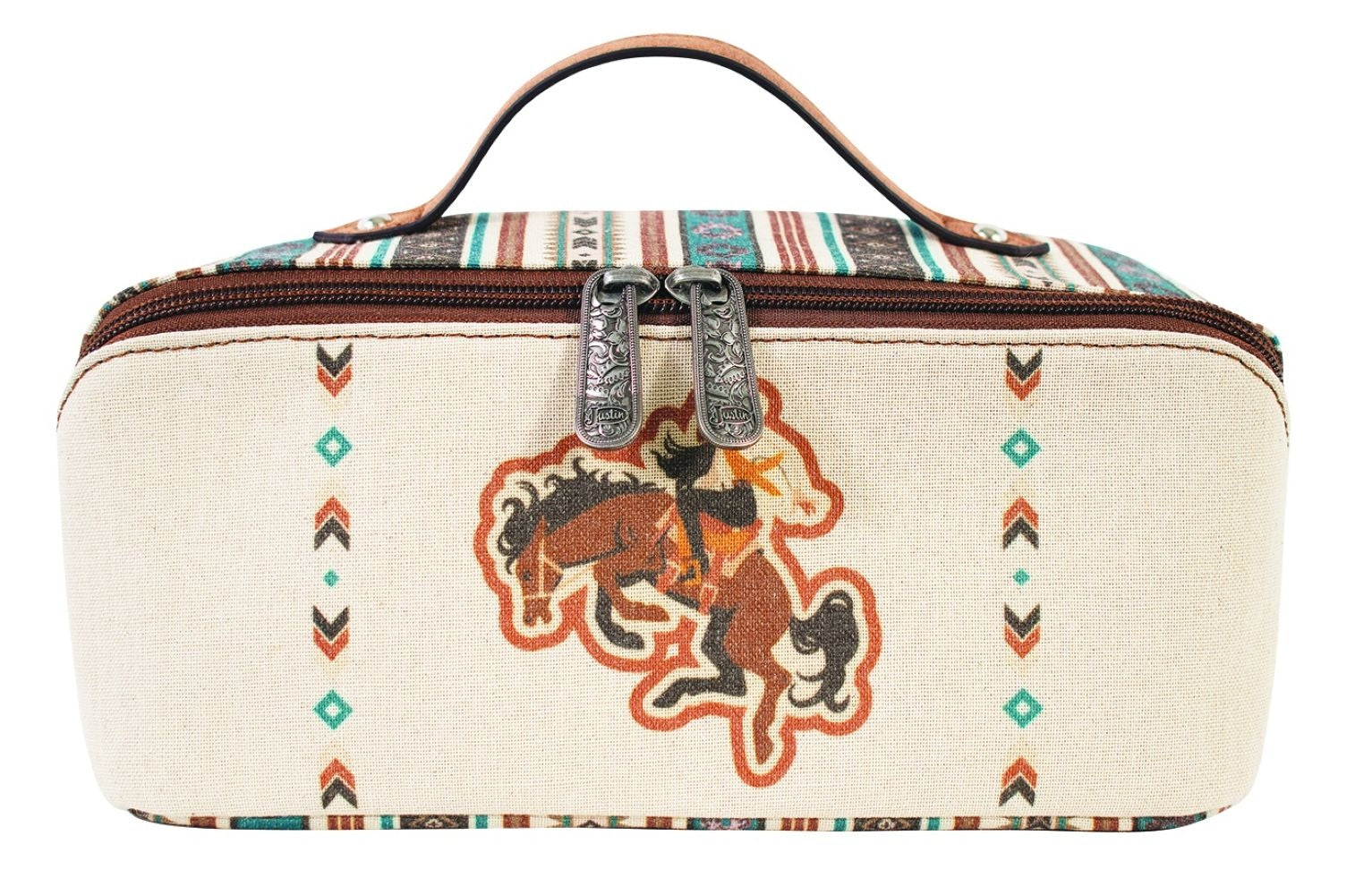 Justin Ladies Cosmetic Case with Bronco/Cowgirl