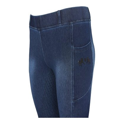 Equine Couture Ladies Denim FS Tights with Phone Pocket