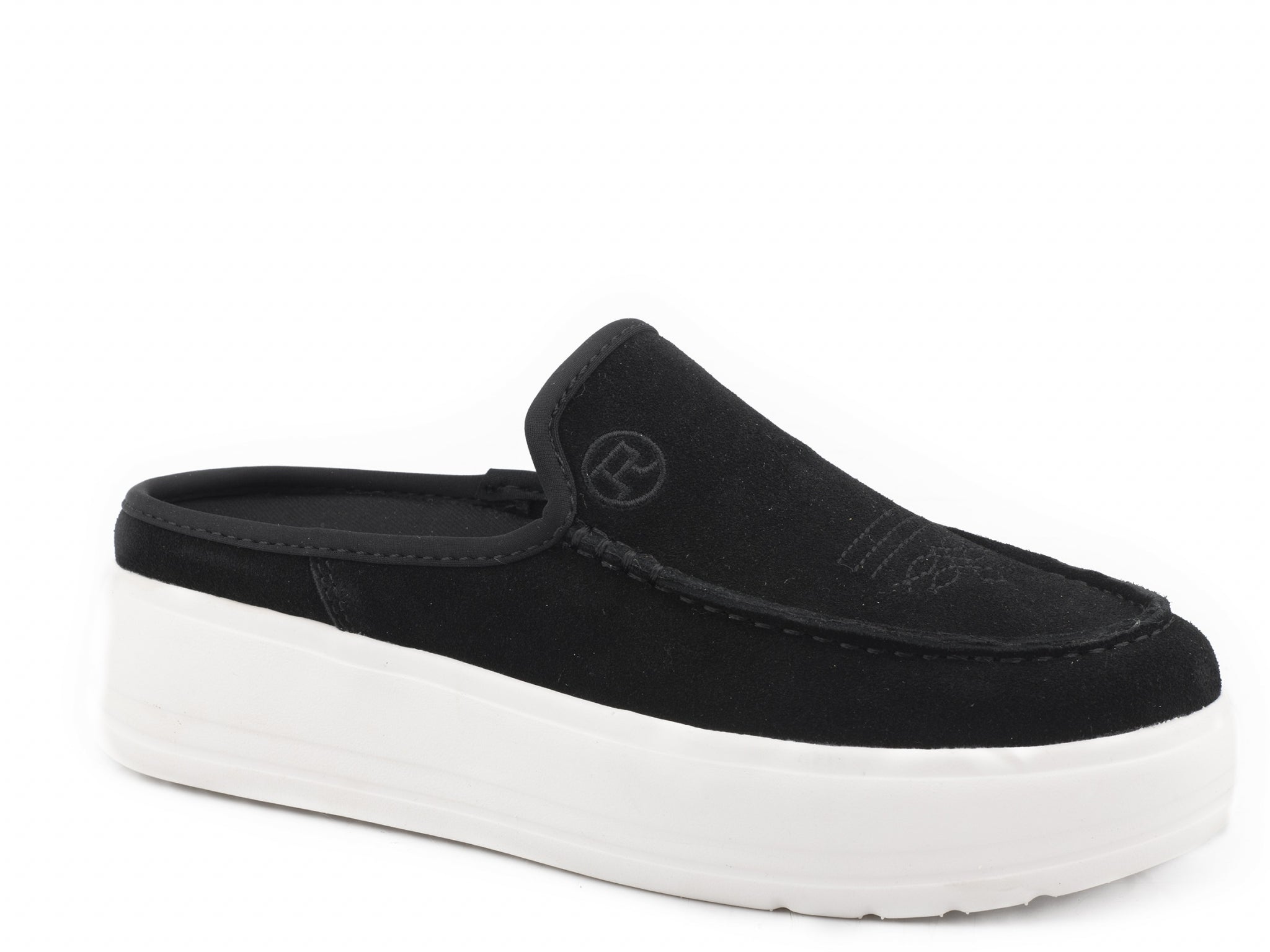 Roper Black Ladies Cow Suede Sport Mule Shoes