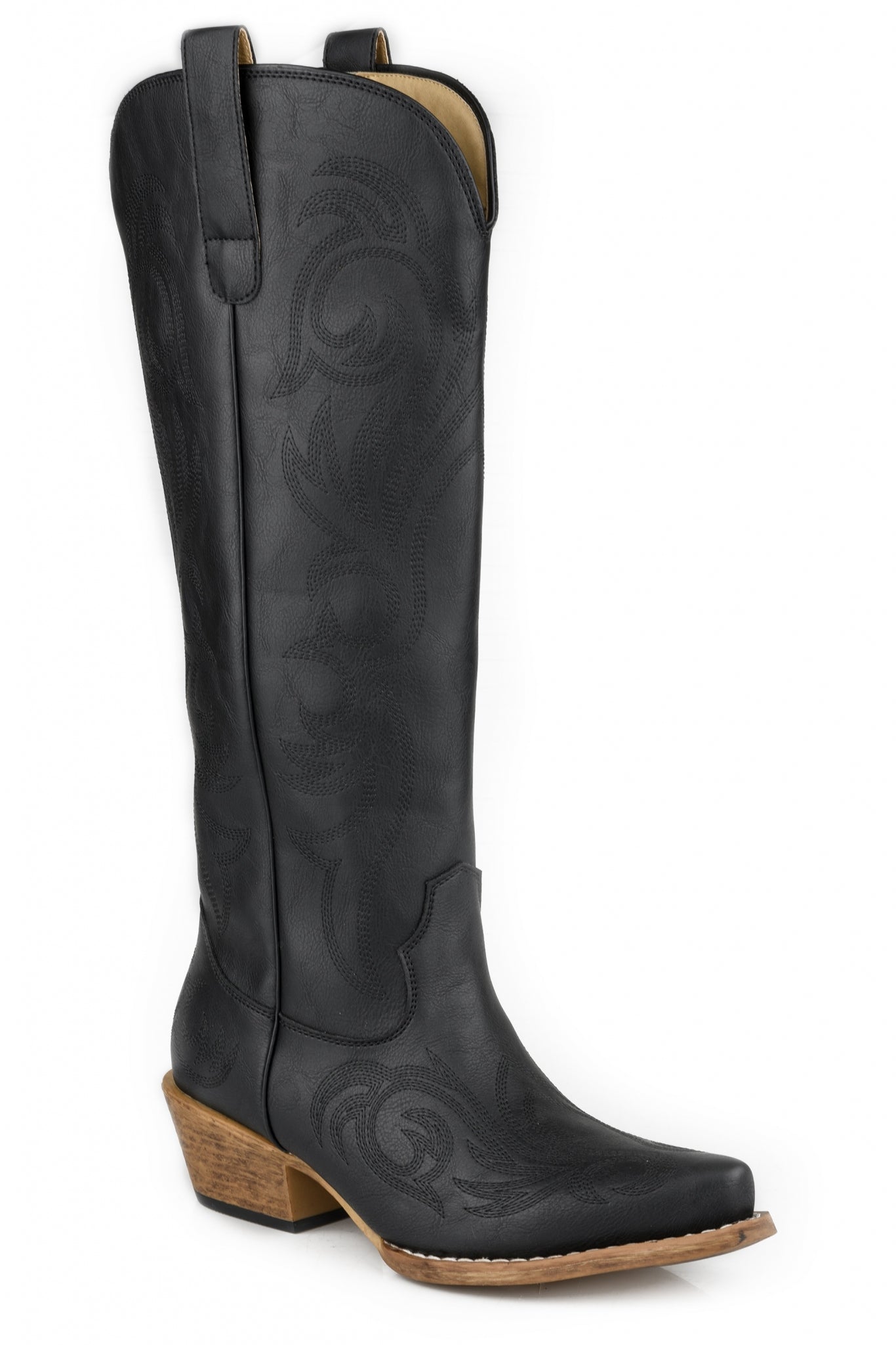 Roper Ladies Black Boots with Embroidery