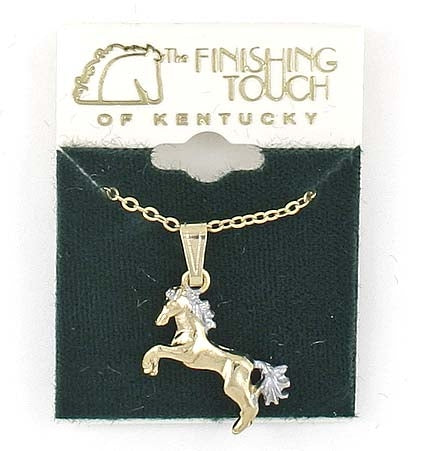 Finishing Touch Rearing Horse Necklace 18in Silver