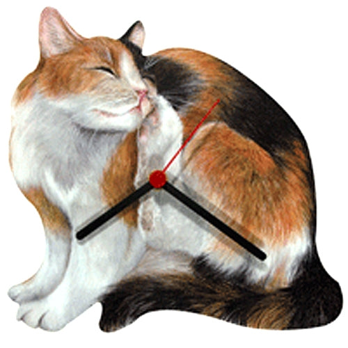 Calico Cat Scratching Shaped Clock