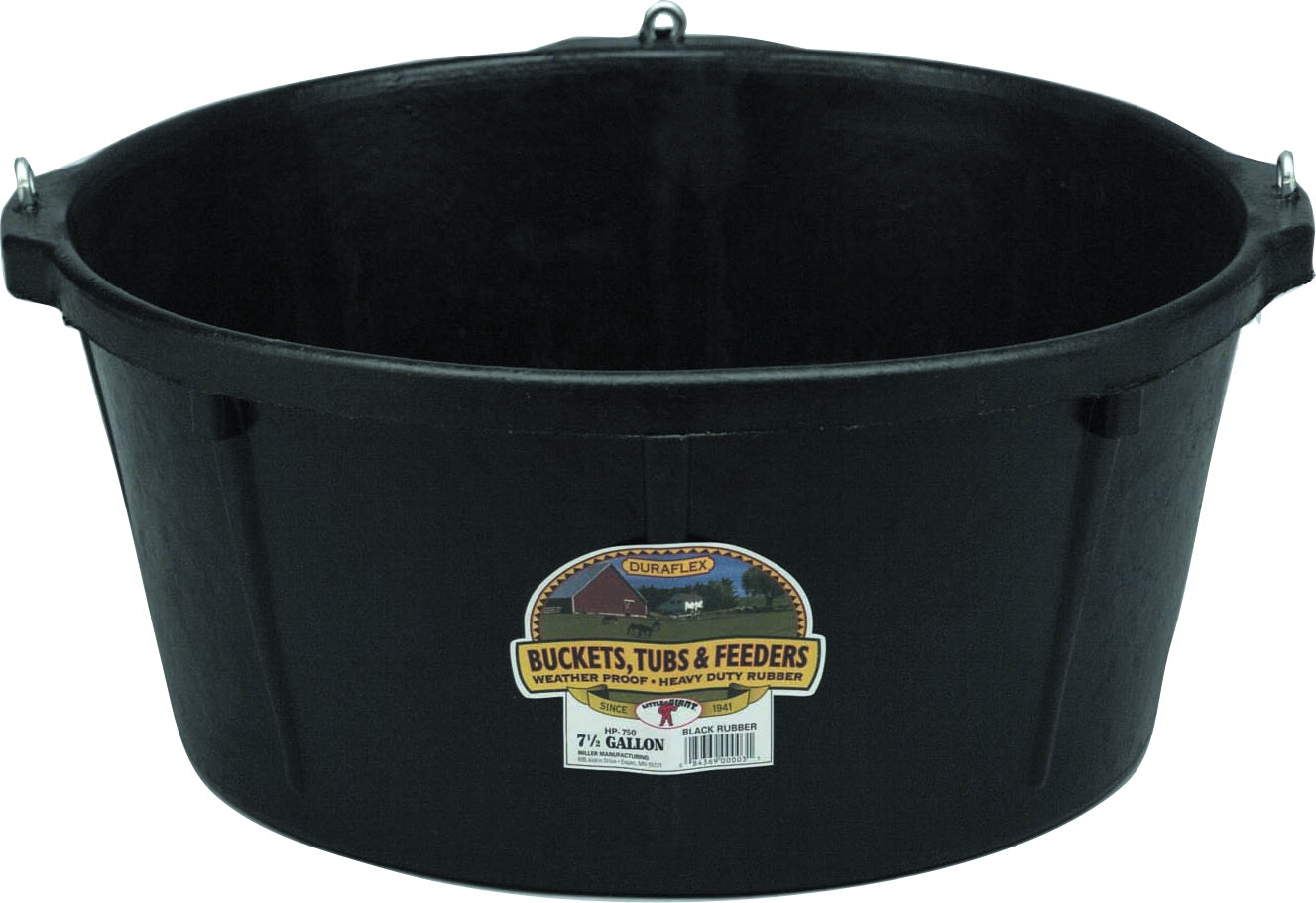 Rubber Feed Tub With Eye Screws - 6 1/2 Gallon
