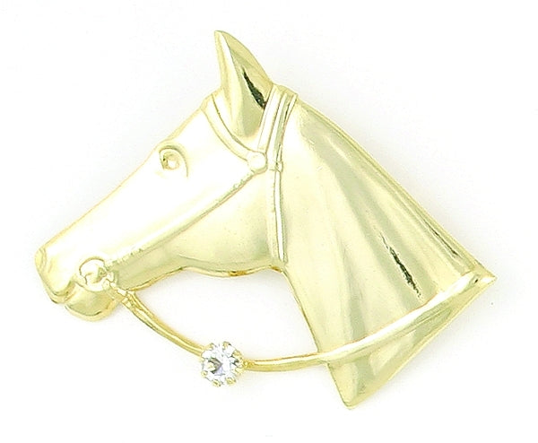 Finishing Touch Horse Head with Stone On Reins Stock Pin
