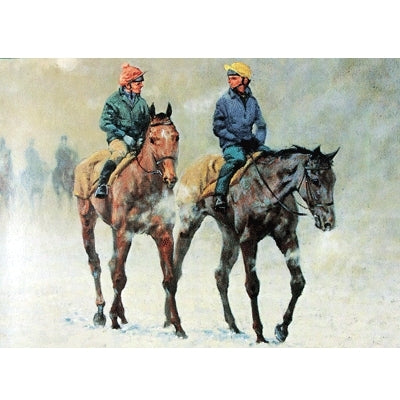 Winter Work Force (Horse Racing) Blank Greeting Cards - 6 Pack