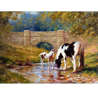 Horses - A Refreshing Drink (Draft Horses) Blank Greeting Cards - 6 Pack