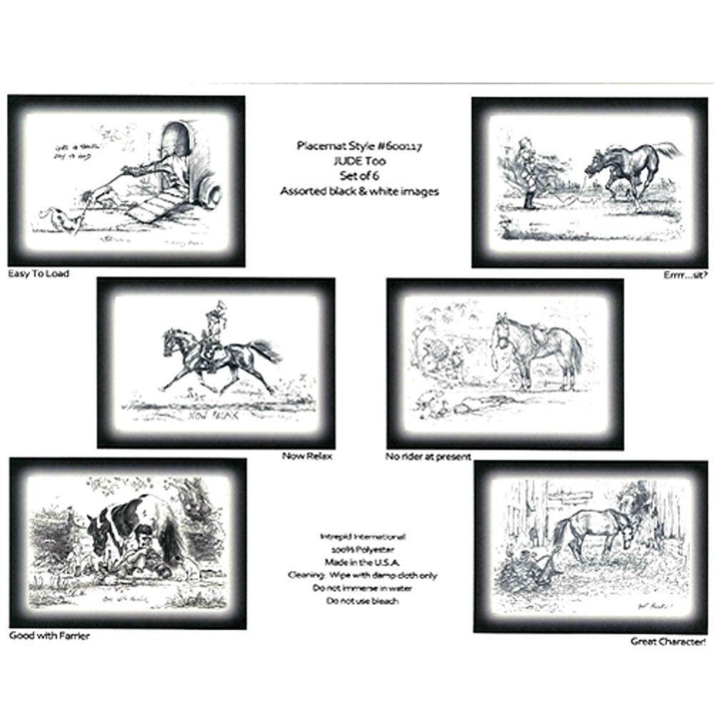 Jude Too Color Black & White Humorous Placemats - Set Of 6