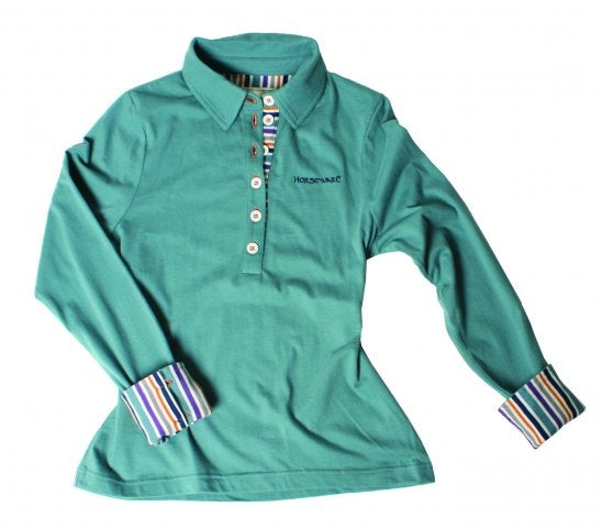OPEN BOX - Horseware Long Sleeve Polo - X-Small - Smoke Blue