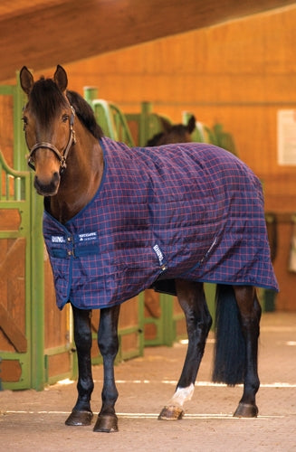 OPEN BOX - Rhino Original Stable Blanket - Medium - 75 - Navy Cream Check Navy