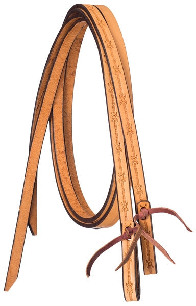 Silver Royal Barbwire Tooled Split Reins