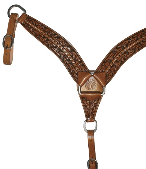 Circle Y Roper California Flower Tooled Breast Collar