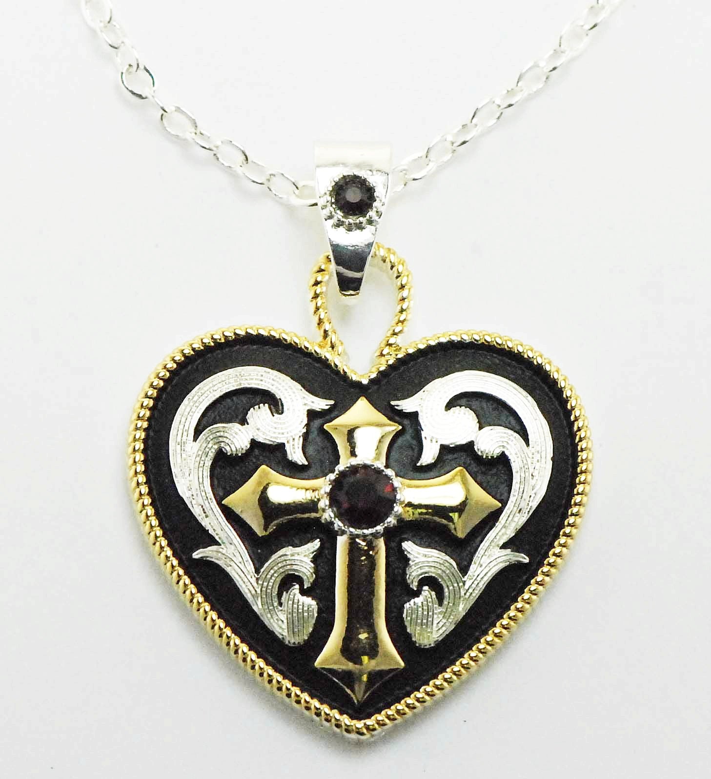 Western Edge Jewelry Western Heart And Cross Necklace.