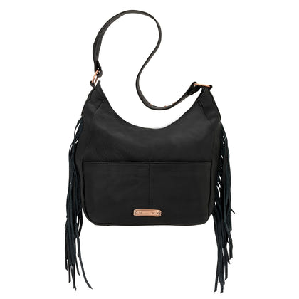 AMERICAN WEST Dream Catcher Slouch Zip Top Shoulder Bag - Black