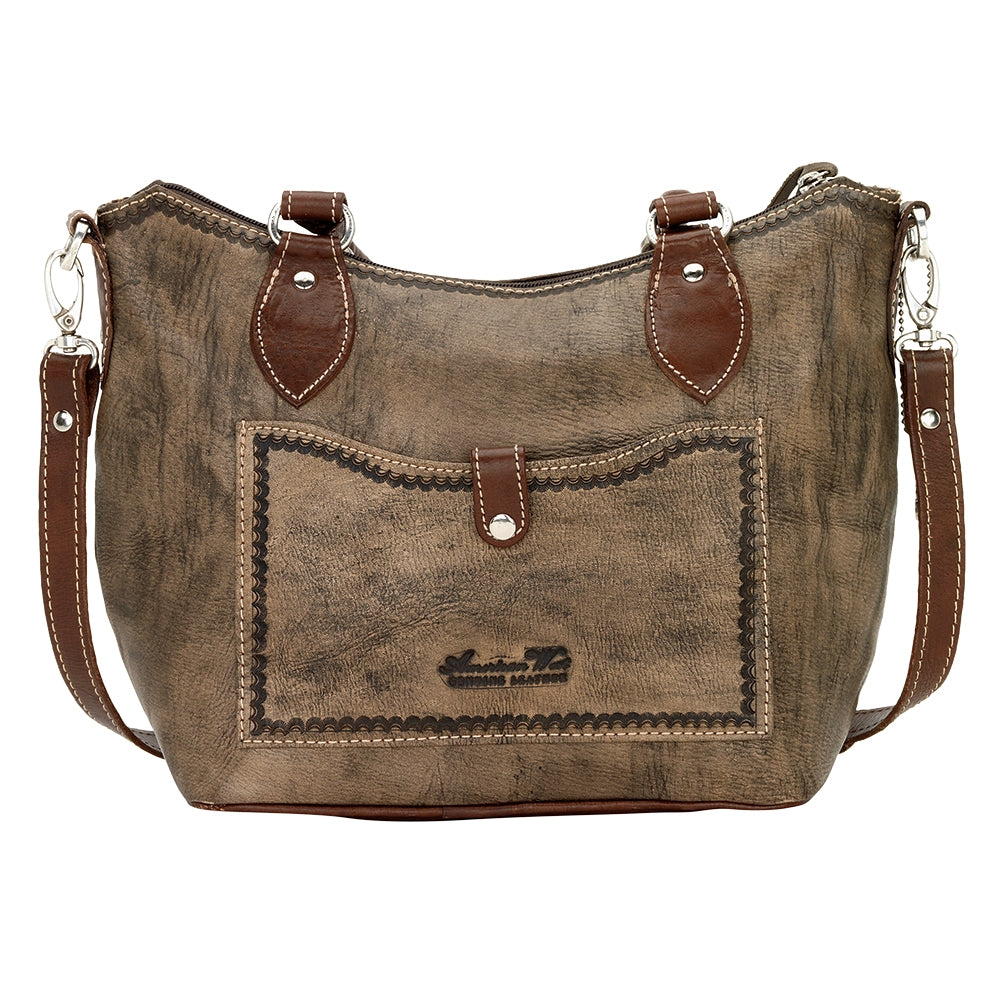 AMERICAN WEST Mystic Shadow Convertible Zip Top Bucket Tote - Charcoal Brown