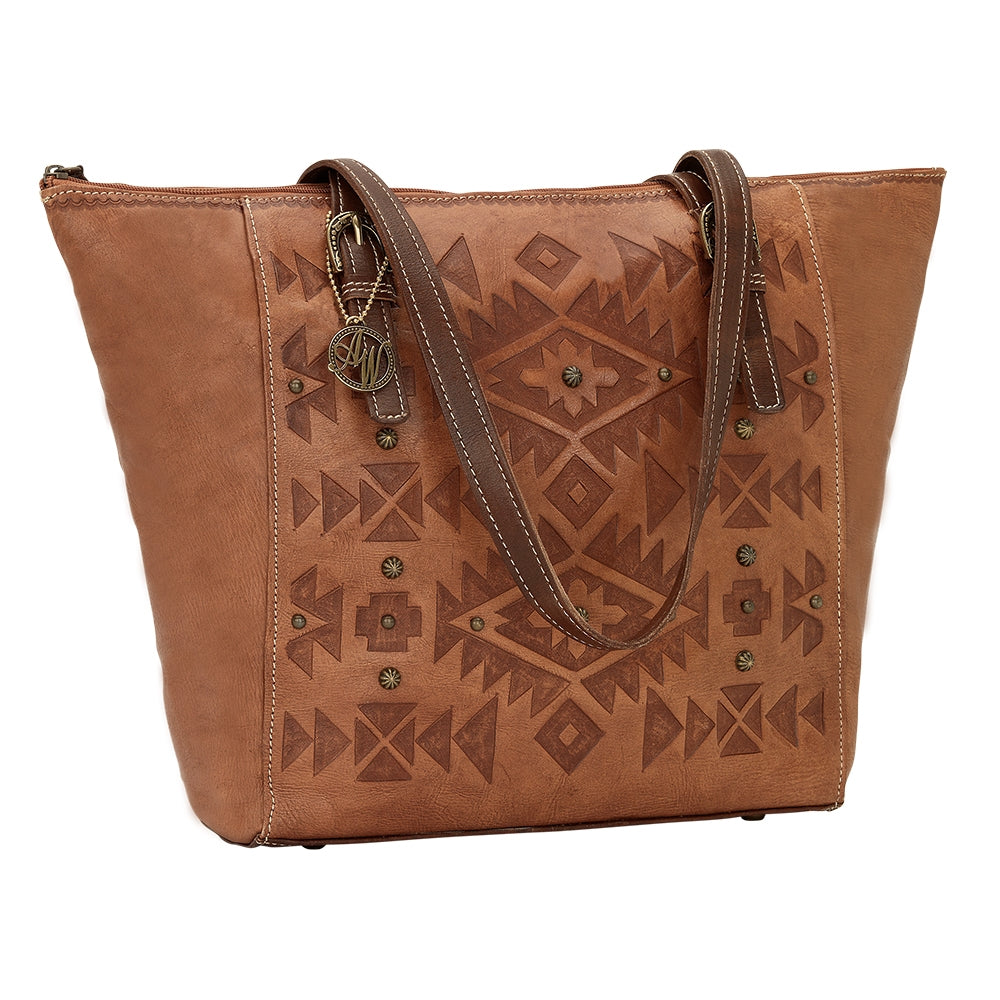 AMERICAN WEST Mystic Shadow Zip Top Bucket Tote - Tan
