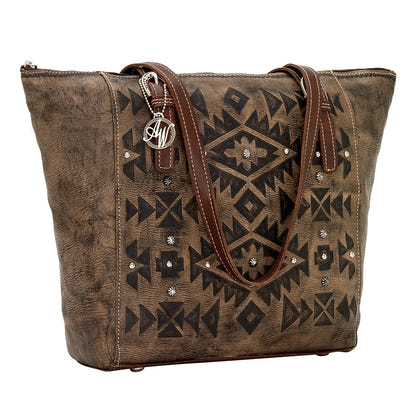 AMERICAN WEST Mystic Shadow Zip Top Bucket Tote - Tan