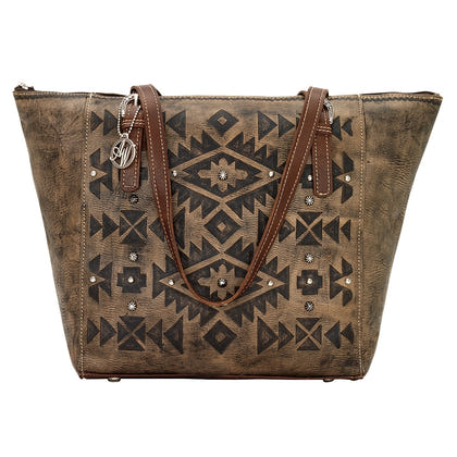 AMERICAN WEST Mystic Shadow Zip Top Bucket Tote - Tan