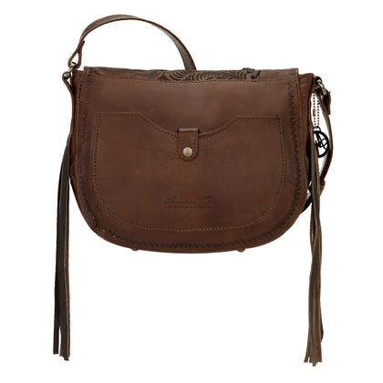 AMERICAN WEST Soho Groove Saddle Flap Crossbody Bag - Tan