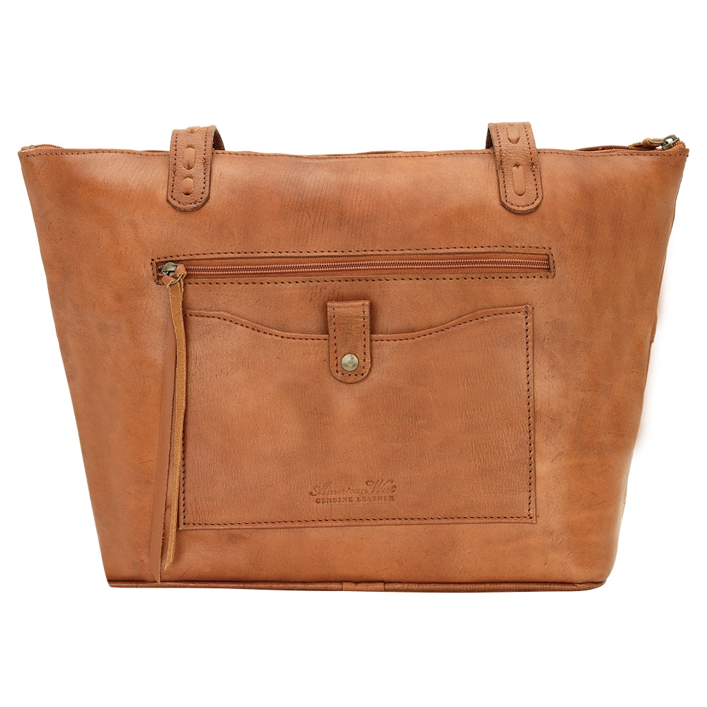 AMERICAN WEST Soho Groove Zip Top Bucket Tote - Tan