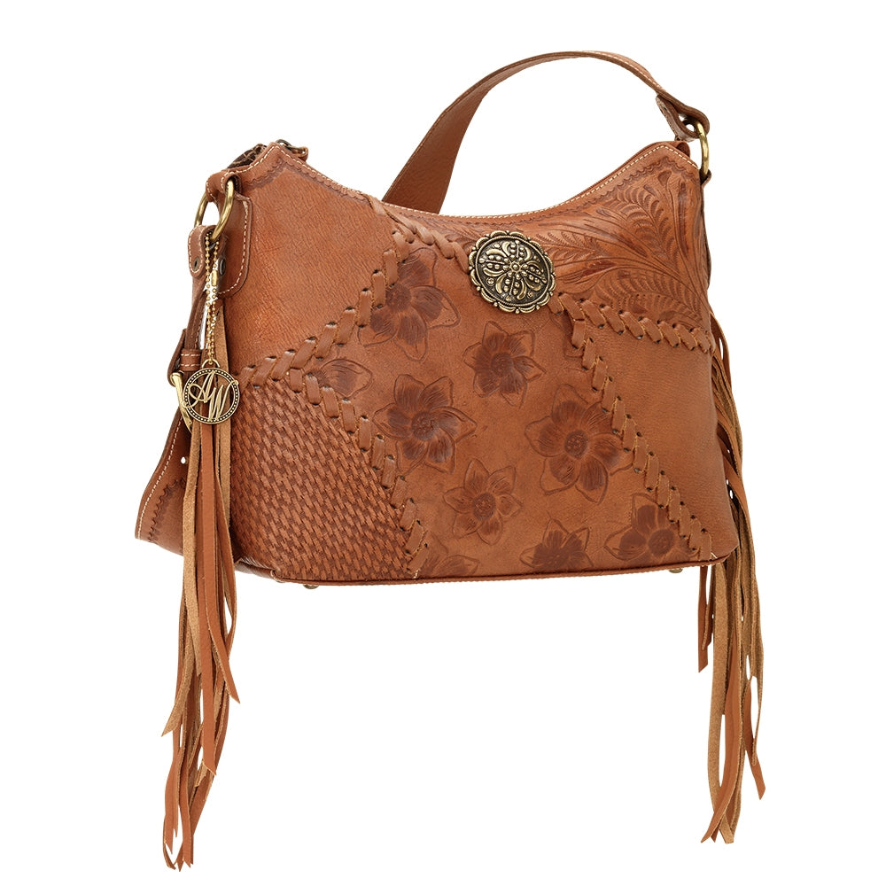 AMERICAN WEST Soho Groove Zip Top Shoulder Bag - Tan