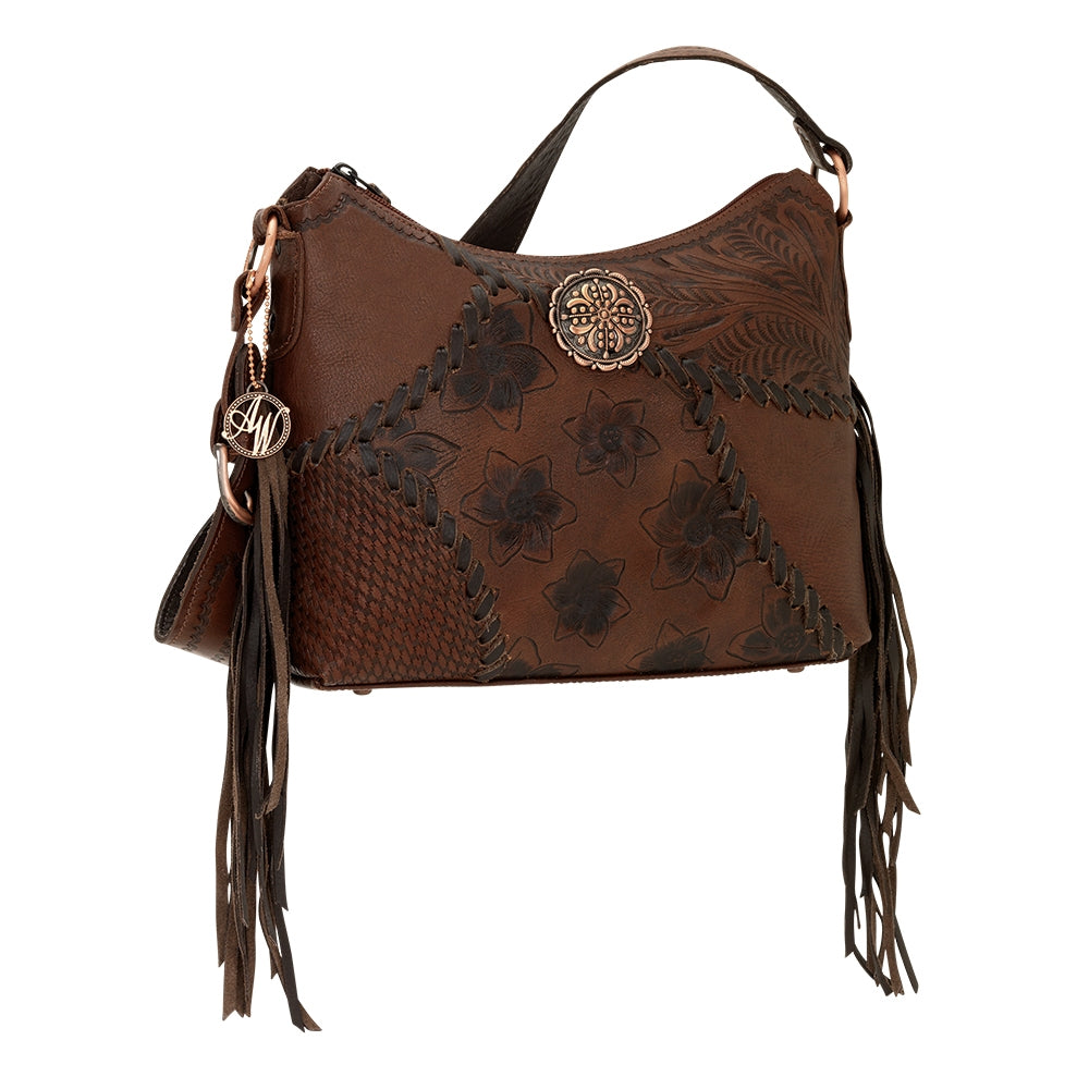 AMERICAN WEST Soho Groove Zip Top Shoulder Bag - Tan