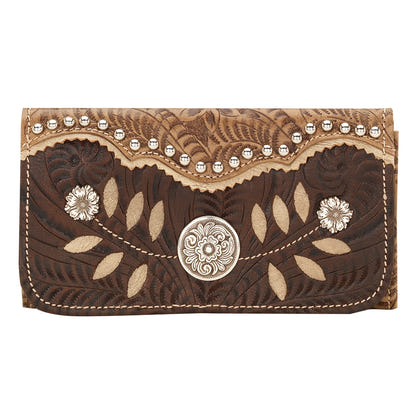 AMERICAN WEST Woodland Bloom Tri-Fold Wallet - Chestnut Brown
