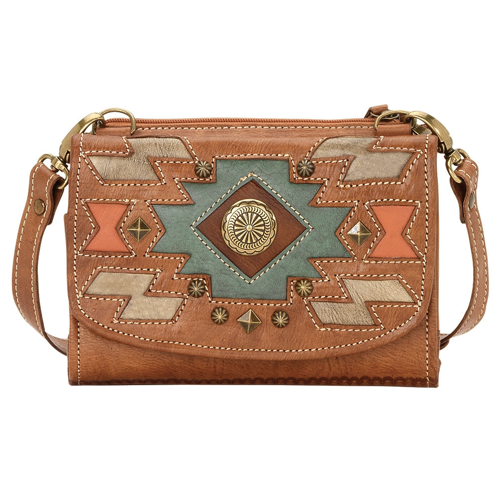 AMERICAN WEST Zuni Passage Small Crossbody Bag/Wallet - Tan