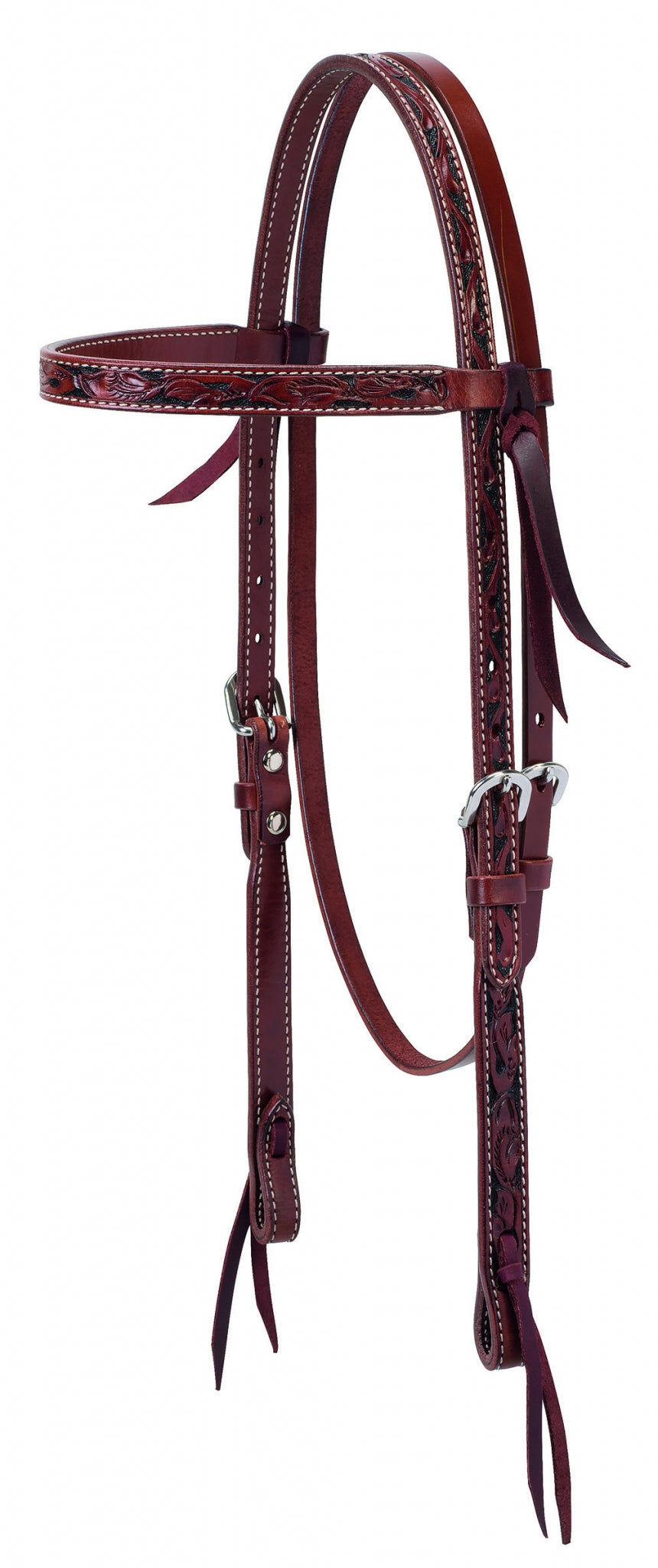 Weaver Turq Cross Carved Chestnut Brow Headstall