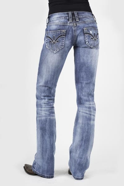 Stetson Ladies 818 Fit Stylized V Three Loops Deco Back Pocket Boot Cut Jeans