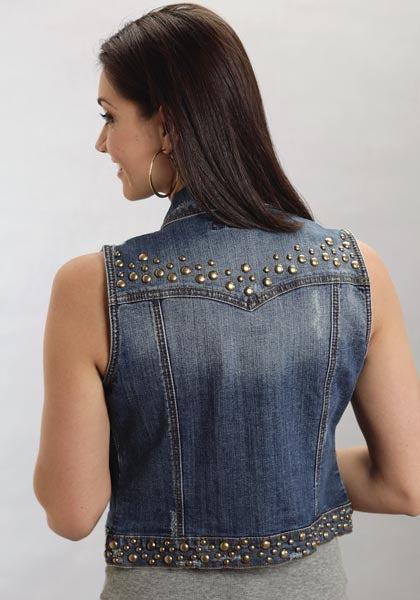 Stetson Ladies Spring III Denim Vest Jacket With Studding